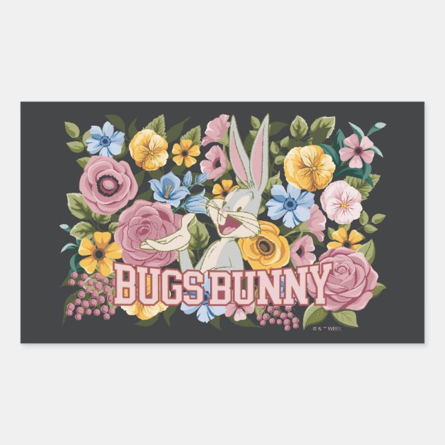 Pegatina Rectangular BUGS BUNNY™ Bordado Floral Gráfico (Anverso)