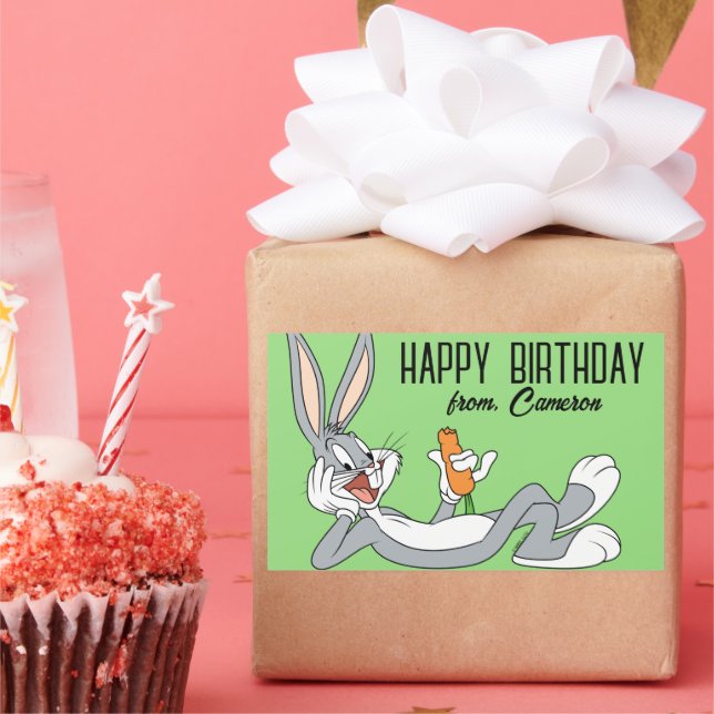 Pegatina Rectangular BUGS BUNNY™ | Cumpleaños feliz (Fiesta)