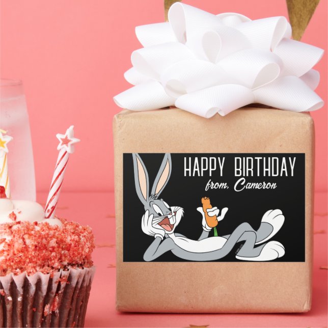 Pegatina Rectangular BUGS BUNNY™ | Cumpleaños feliz (Fiesta)