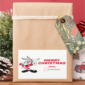 Pegatina Rectangular BUGS BUNNY™ Santa Waving | Felices fiestas