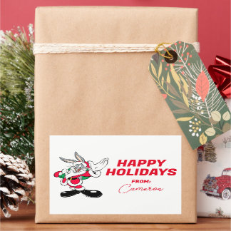 Pegatina Rectangular BUGS BUNNY™ Santa Waving | Felices fiestas