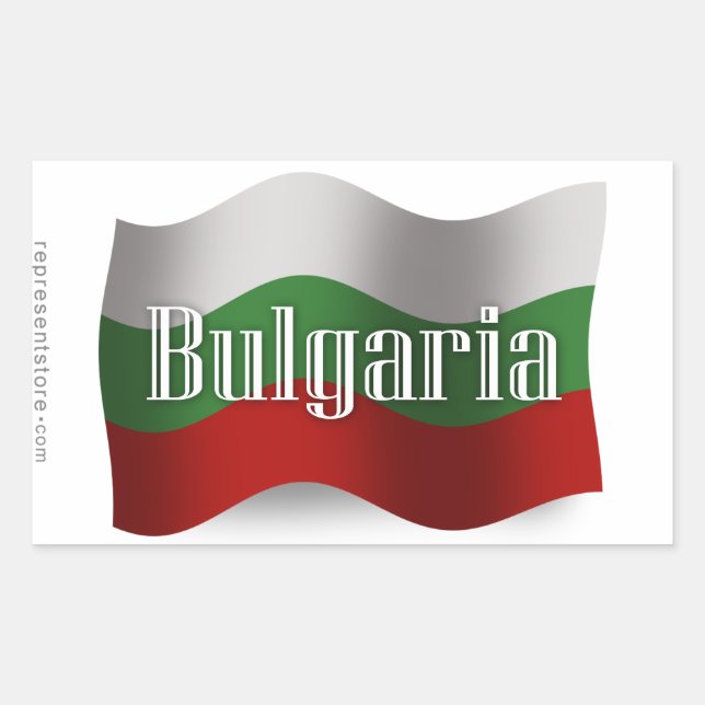 Pegatina Rectangular Bulgaria Bandera ondulante (Anverso)