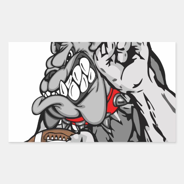 Pegatina Rectangular bulldog de fútbol (Anverso)