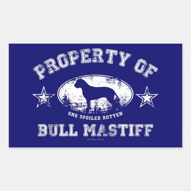 Pegatina Rectangular Bullmastiff (Anverso)