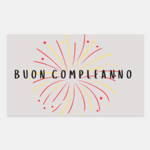 Pegatina Rectangular Buon compleanno, feliz cumpleaños italiano