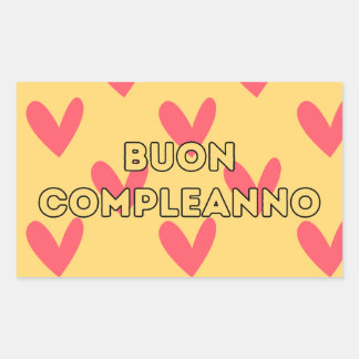 Pegatina Rectangular Buon compleanno, feliz cumpleaños italiano