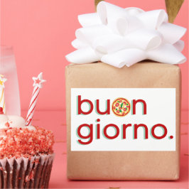 Pegatina Rectangular Buongiorno Italiano Hola con Pizza!