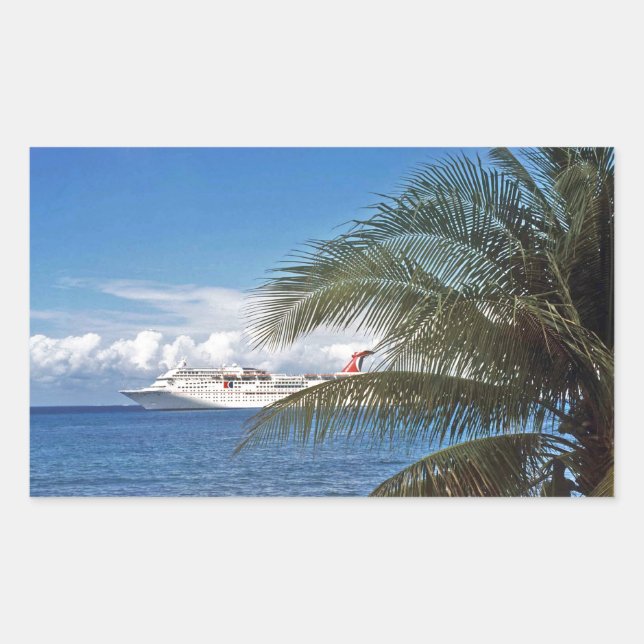 Pegatina Rectangular Buque de crucero de carnaval atracado en la isla d (Anverso)