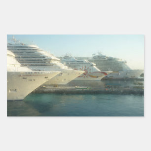 Pegatina Rectangular Buques de crucero al amanecer