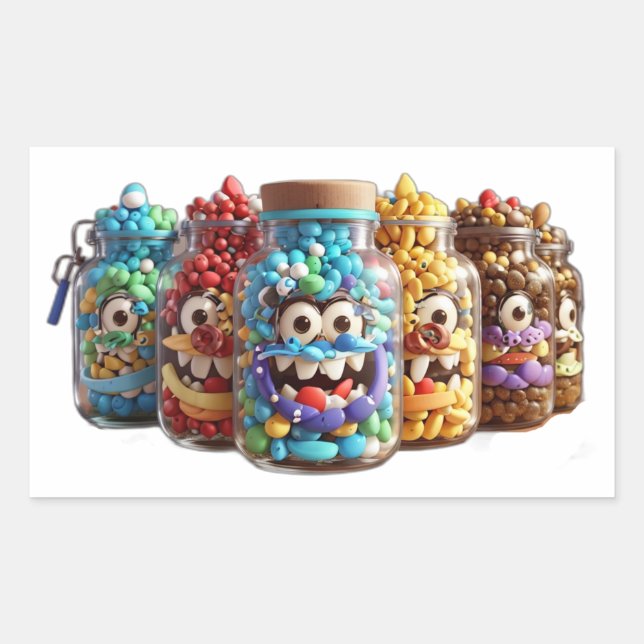 Pegatina Rectangular Burbuja de peinados y gafas (Anverso)