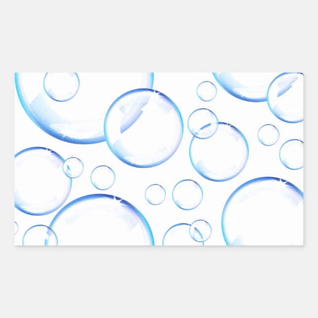 Pegatina Rectangular Burbujas de jabón azul transparente (Anverso)