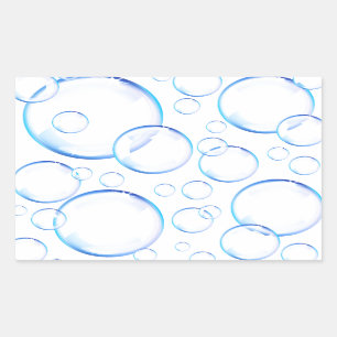Pegatina Rectangular Burbujas de jabón azul transparente