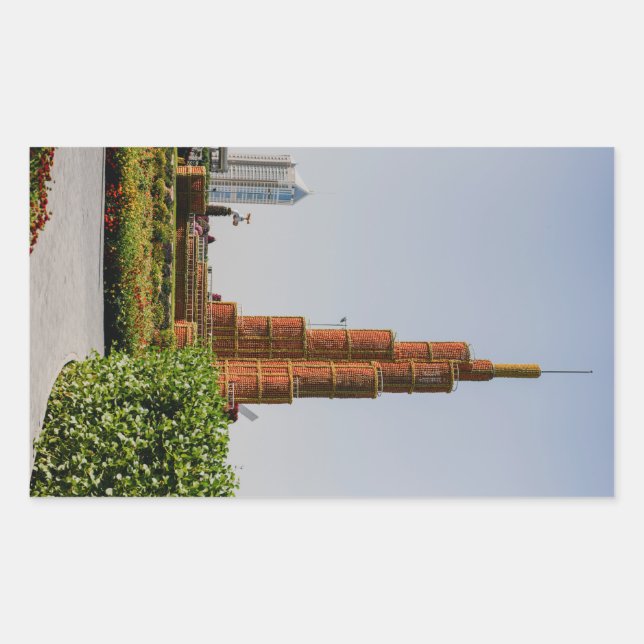 Pegatina Rectangular Burj Khalifa, Jardín del Milagro de Dubai (Anverso)
