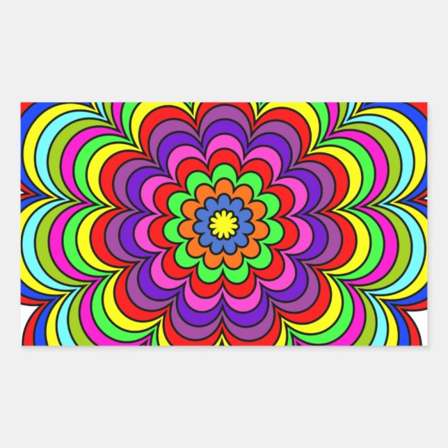 Pegatina Rectangular Burst de flores (Anverso)