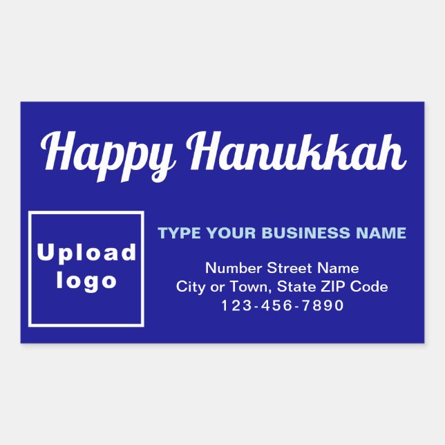 Pegatina Rectangular Business Hanukkah Saludo en azul (Anverso)