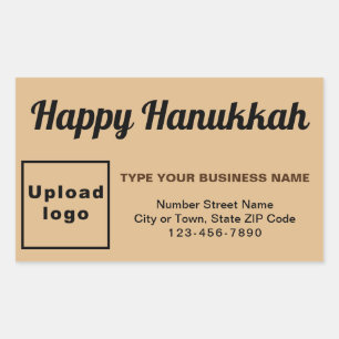 Pegatina Rectangular Business Hanukkah saludo en Light Brown
