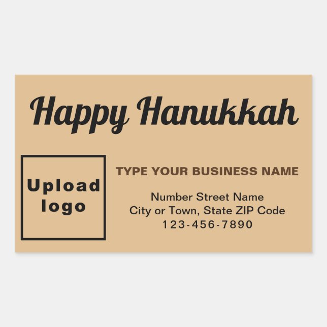 Pegatina Rectangular Business Hanukkah saludo en Light Brown (Anverso)