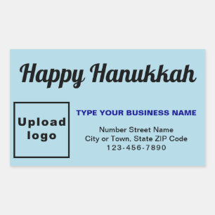 Pegatina Rectangular Business Hanukkah saludo sobre azul claro