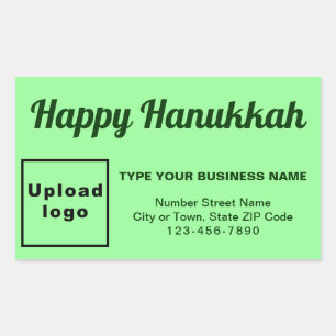 Pegatina Rectangular Business Hanukkah saludo sobre verde claro