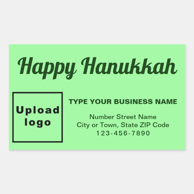 Pegatina Rectangular Business Hanukkah saludo sobre verde claro (Anverso)