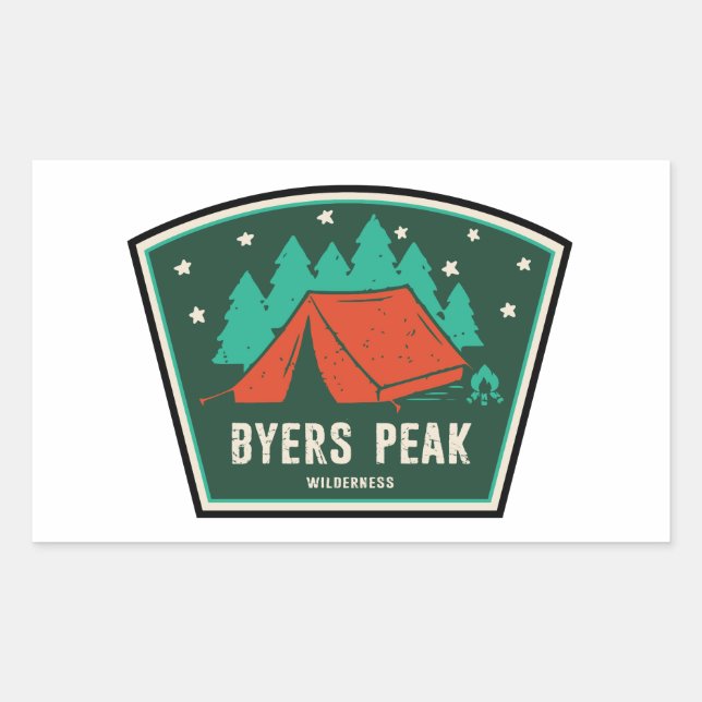 Pegatina Rectangular Byers Peak Wilderness Colorado Camping (Anverso)