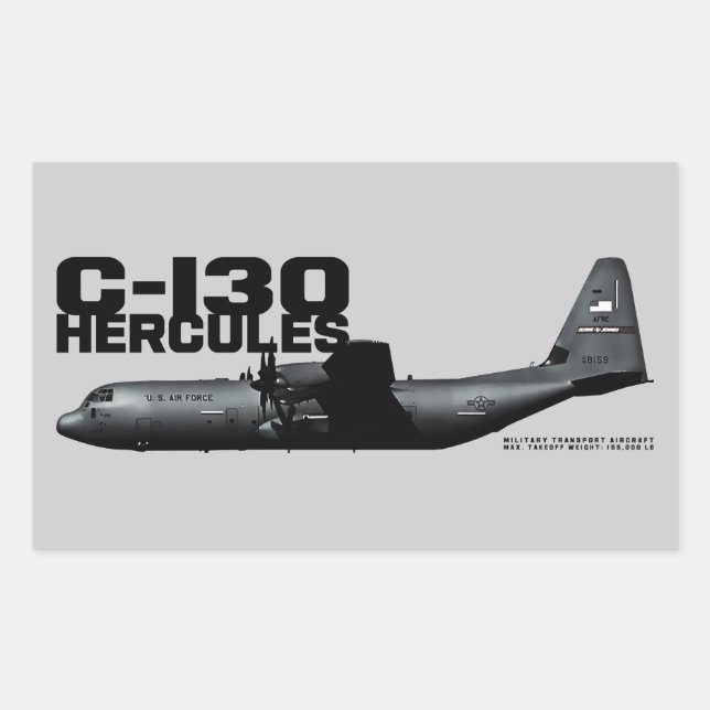 Pegatina Rectangular C-130 Hércules (Anverso)