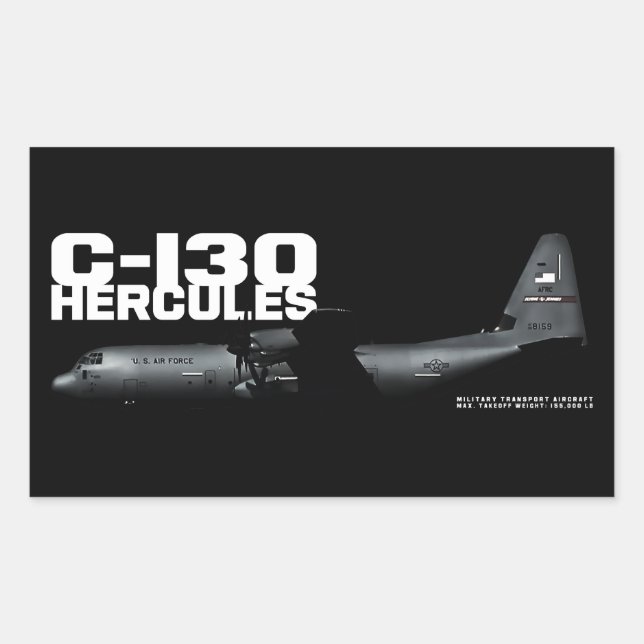 Pegatina Rectangular C-130 Hércules (Anverso)