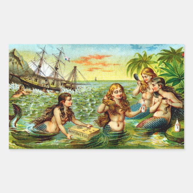 Pegatina Rectangular C. Mermaids (Anverso)