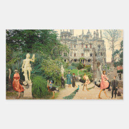 Pegatina Rectangular Cabalgando avestruces en A Regaleira (Portugal)