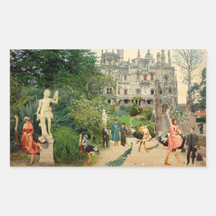 Pegatina Rectangular Cabalgando avestruces en A Regaleira (Portugal)