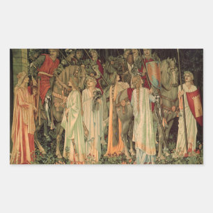 Pegatina Rectangular Caballeros medievales de la Mesa Redonda