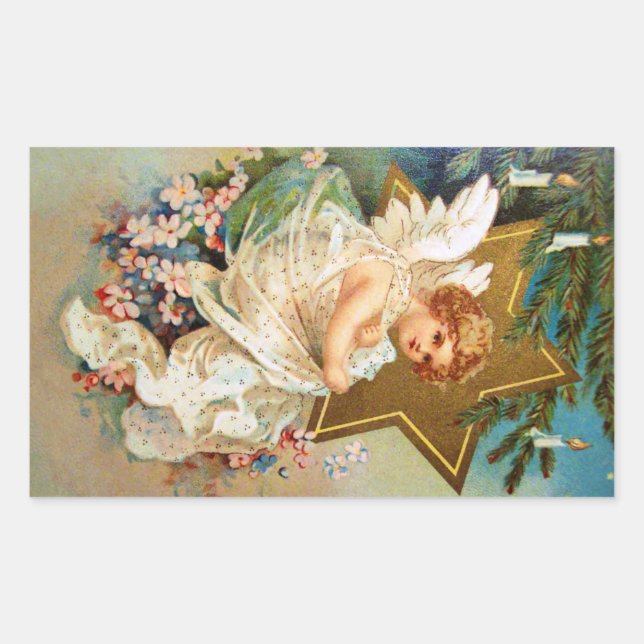 Pegatina Rectangular Caballo: Ángel Navidades (Anverso)