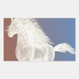 Pegatina Rectangular Caballo blanco