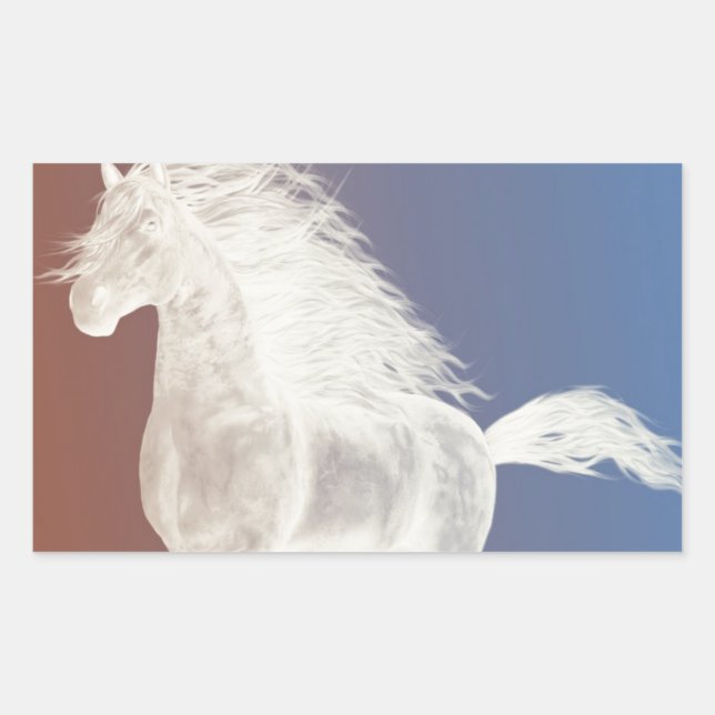 Pegatina Rectangular Caballo blanco (Anverso)