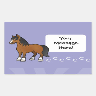 Pegatina Rectangular Caballo de Dibujos Animados