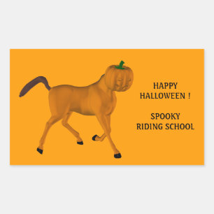 Pegatina Rectangular Caballo de Halloween