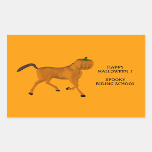Pegatina Rectangular Caballo de Halloween