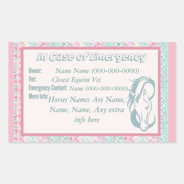 Pegatina Rectangular Caballo en Funda de emergencia (Anverso)