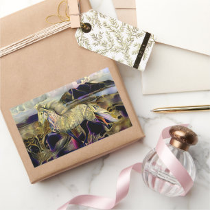 Pegatina Rectangular Caballo islandés Art Deco