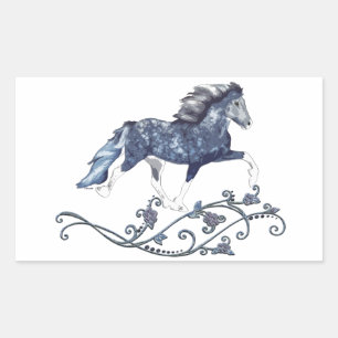 Pegatina Rectangular Caballo islandés azul Blámóða