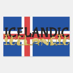 Pegatina Rectangular Caballo islandés   Bandera de Islandia