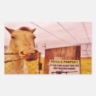 Pegatina Rectangular Caballo Pink Private Property