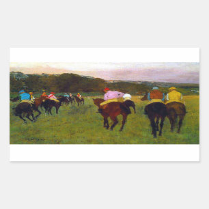 Pegatina Rectangular Caballos de carreras Edgar Degas en Longchamp