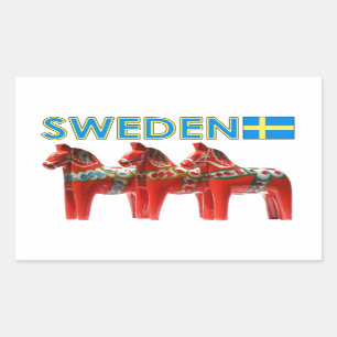 Pegatina Rectangular Caballos de Suecia Dala