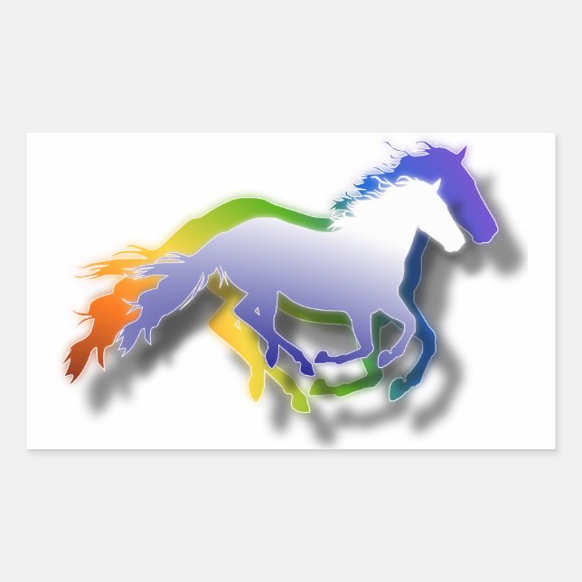 Pegatina Rectangular Caballos en Ejecución 3D (Anverso)