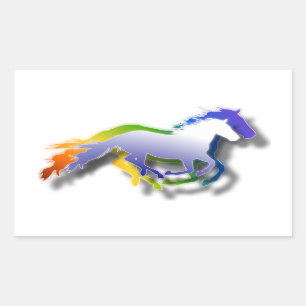 Pegatina Rectangular Caballos en Ejecución 3D