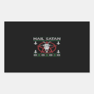 Pegatina Rectangular Cabeza de cabra de Hail Satan Pentagram Gracioso S