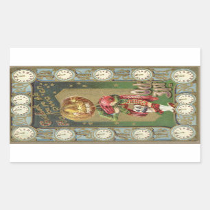 Pegatina Rectangular Cabeza de calabaza con Kilt Vintage