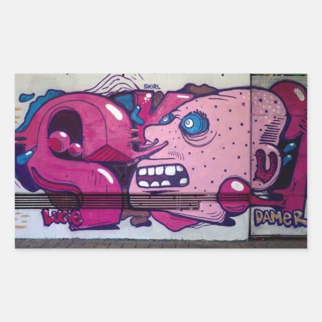 Pegatina Rectangular Cabeza rara (Anverso)