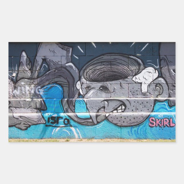 Pegatina Rectangular Cabeza rara (Anverso)